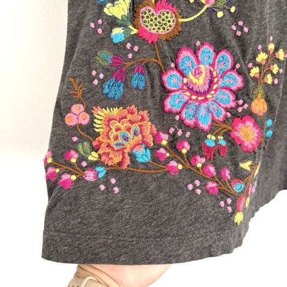 Johnny Was JW Los Angeles Gray Floral Embroidered 3/4 Sleeve Dress Women’s XS - Picture 4 of 8